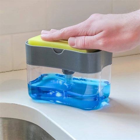 2-in-1 Double Layer Kitchen Plastic Sponge Holder Box With Soap Dispenser