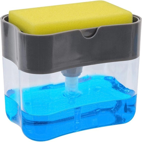 2-in-1 Double Layer Kitchen Plastic Sponge Holder Box With Soap Dispenser